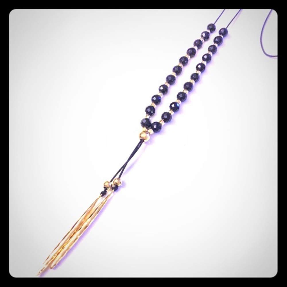 NWOT GORJANA POWER GEM LARGE GLD/BLK BEAD NECKLACE